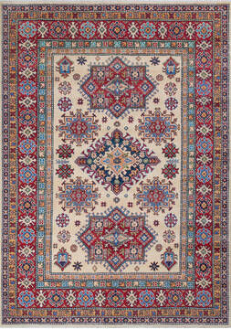 Kazak Beige Hand Knotted 5'7" X 7'11"  Area Rug 700-147758