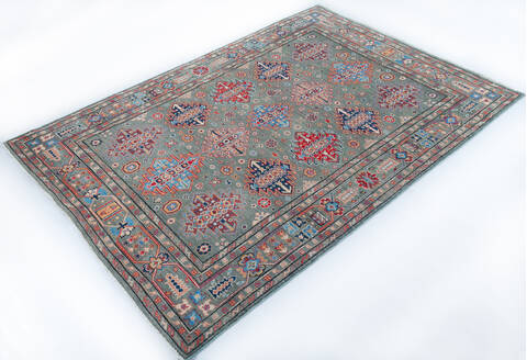 Kazak Green Hand Knotted 55 X 81 Area Rug 700-147759 Image 2