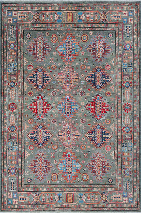 Kazak Green Hand Knotted 55 X 81 Area Rug 700-147759 Image 0