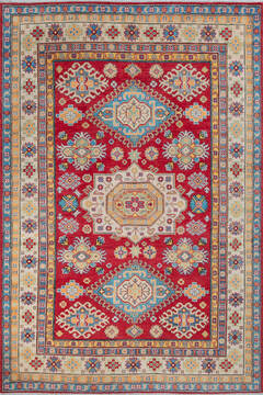 Afghan Kazak Red Rectangle 5x8 ft Wool Carpet 147763