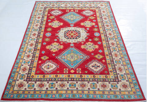 Kazak Red Hand Knotted 59 X 83 Area Rug 700-147766 Image 1