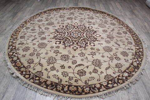 Jaipur Beige Round Hand Knotted 80 X 81 Area Rug 905-147768 Image 1