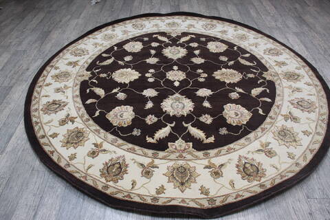 Jaipur Brown Round Hand Knotted 81 X 81 Area Rug 905-147769 Image 1