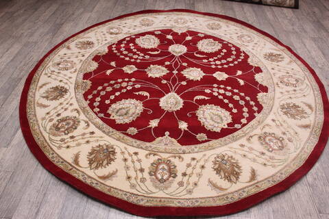 Jaipur Red Round Hand Knotted 80 X 83 Area Rug 905-147770 Image 1