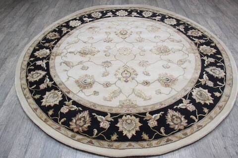 Jaipur White Round Hand Knotted 711 X 81 Area Rug 905-147771 Image 1