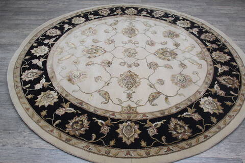 Jaipur White Round Hand Knotted 711 X 81 Area Rug 905-147771 Image 5