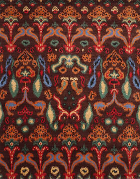 Indian Jaipur Brown Rectangle 8x10 ft Wool Carpet 147776