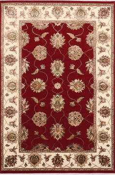 Indian Jaipur Red Rectangle 4x6 ft Wool and Raised Silk Carpet 147786