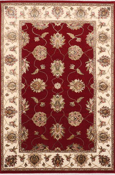 Indian Jaipur Red Rectangle 4x6 ft Wool and Raised Silk Carpet 147786