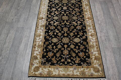 Jaipur Black Runner Hand Knotted 31 X 122 Area Rug 905-147790 Image 2