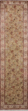 Indian Jaipur Green Runner 10 to 12 ft Wool and Raised Silk Carpet 147791