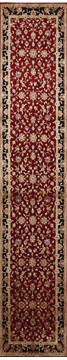 Indian Jaipur Red Runner 10 to 12 ft Wool and Raised Silk Carpet 147792