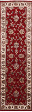 Indian Jaipur Red Runner 6 to 9 ft Wool and Raised Silk Carpet 147793
