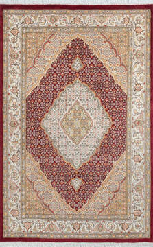 Pak-Persian Red Hand Knotted 4'1" X 6'4"  Area Rug 700-147798