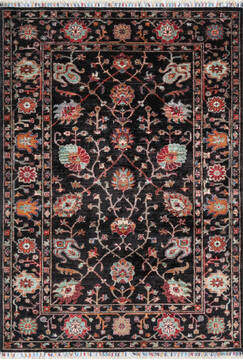 Chobi Black Hand Knotted 4'1" X 5'10"  Area Rug 700-147801