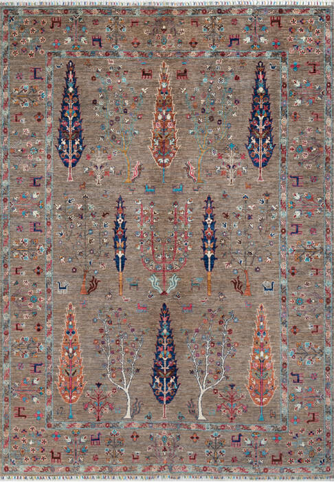 Chobi Brown Hand Knotted 69 X 95 Area Rug 700-147812 Image 0