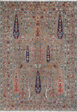 Chobi Brown Hand Knotted 6'9" X 9'5"  Area Rug 700-147812