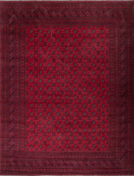 Afghan Other Red Rectangle 10x13 ft Wool Carpet 147816