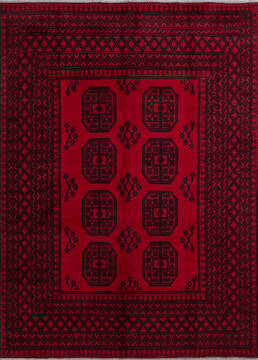 Afghan Other Red Rectangle 5x8 ft Wool Carpet 147826