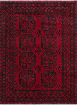 Afghan Other Red Rectangle 5x7 ft Wool Carpet 147835