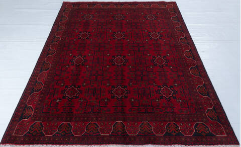 Khan Mohammadi Red Hand Knotted 56 X 75  Area Rug 700-147852 Image 1