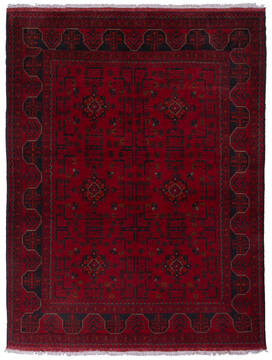 Khan Mohammadi Red Hand Knotted 4'9" X 6'4"  Area Rug 700-147861