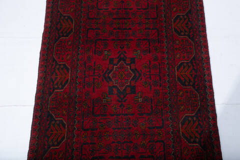 Khan Mohammadi Red Runner Hand Knotted 28 X 128 Area Rug 700-147879 Image 4