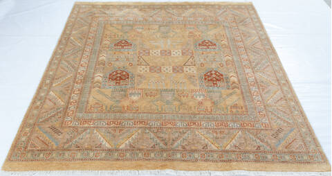 Chobi Beige Square Hand Knotted 60 X 60 Area Rug 700-147885 Image 1