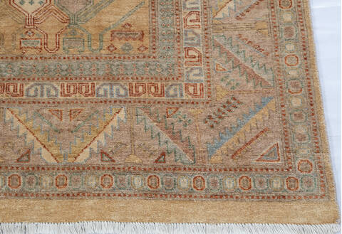 Chobi Beige Square Hand Knotted 60 X 60 Area Rug 700-147885 Image 3