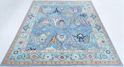 Chobi Blue Hand Knotted 83 X 97 Area Rug 700-147894 Image 1