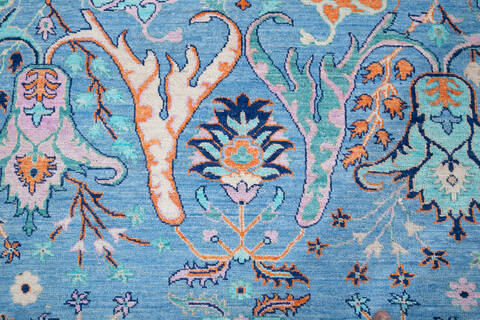 Chobi Blue Hand Knotted 83 X 97 Area Rug 700-147894 Image 4