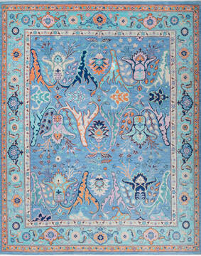 Chobi Blue Hand Knotted 8'3" X 9'7"  Area Rug 700-147894