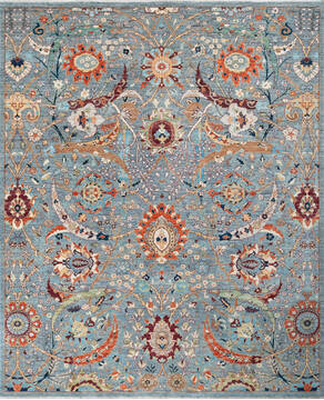 Afghan Chobi Light Gray Rectangle 8x10 ft Wool Carpet 147897