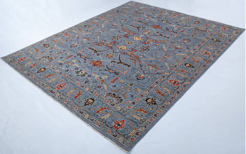 Chobi Light Blue Hand Knotted 82 X 910 Area Rug 700-147898 Image 2