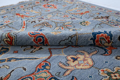 Chobi Light Blue Hand Knotted 82 X 910 Area Rug 700-147898 Image 5