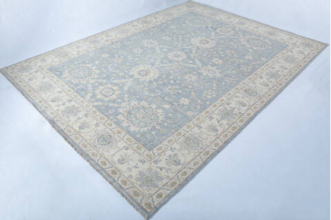 Chobi Light Blue Hand Knotted 89 X 119 Area Rug 700-147899 Image 2