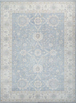 Afghan Chobi Light Blue Rectangle 8x11 ft Wool Carpet 147899