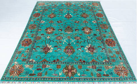 Chobi Green Hand Knotted 57 X 710 Area Rug 700-147903 Image 1
