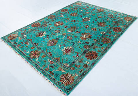 Chobi Green Hand Knotted 57 X 710 Area Rug 700-147903 Image 2