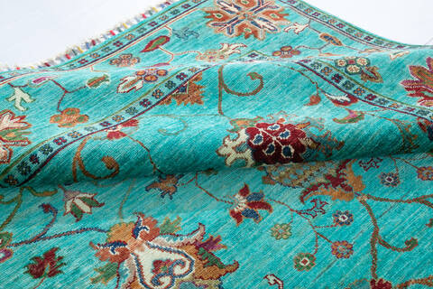 Chobi Green Hand Knotted 57 X 710 Area Rug 700-147903 Image 5