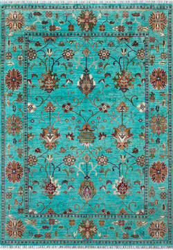 Afghan Chobi Green Rectangle 5x8 ft Wool Carpet 147903