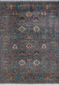 Chobi Grey Hand Knotted 6'7" X 9'3"  Area Rug 700-147906