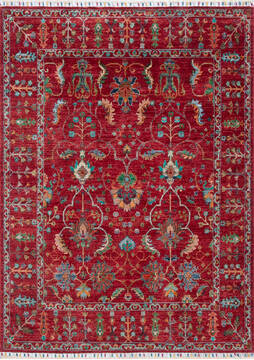Chobi Red Hand Knotted 5'1" X 6'11"  Area Rug 700-147907