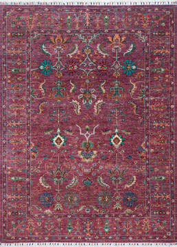 Chobi Purple Hand Knotted 5'2" X 7'0"  Area Rug 700-147908