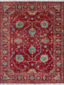 Afghan Chobi Red Rectangle 5x7 ft Wool Carpet 147909