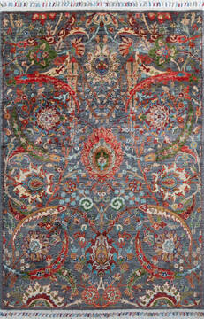 Afghan Chobi Grey Rectangle 4x6 ft Wool Carpet 147911