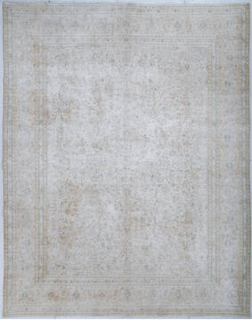 Pakistani Overdyed White Rectangle 9x12 ft Wool Carpet 147915