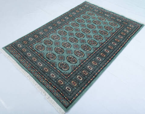 Bokhara Green Hand Knotted 41 X 61 Area Rug 700-147916 Image 2