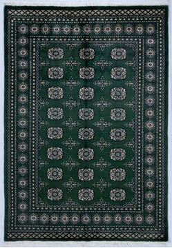Pakistani Bokhara Green Rectangle 5x7 ft Wool Carpet 147917