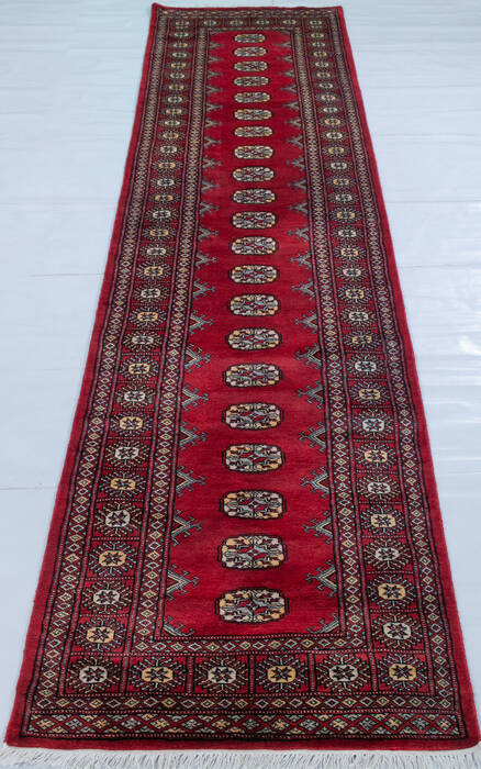 Bokhara Red Runner Hand Knotted 27 X 107 Area Rug 700-147919 Image 1
